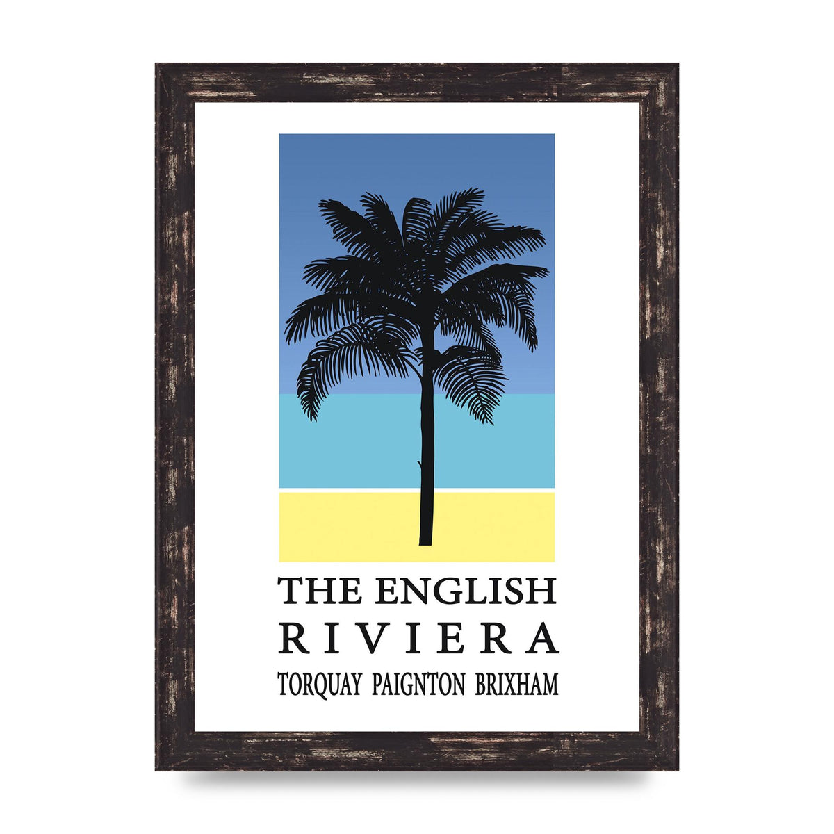 Travel Poster English Riviera Torquay Paignton Brixham Printed Poster - A4 framed