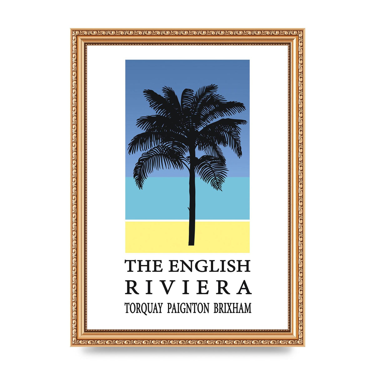 Travel Poster English Riviera Torquay Paignton Brixham Printed Poster - A4 framed