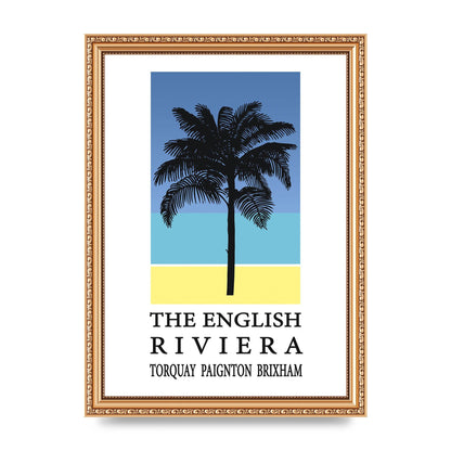 Travel Poster English Riviera Torquay Paignton Brixham Printed Poster - A4 framed