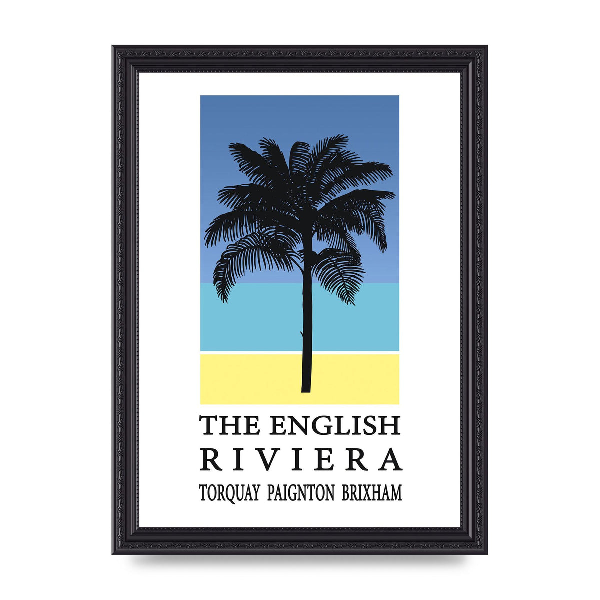 Travel Poster English Riviera Torquay Paignton Brixham Printed Poster - A4 framed
