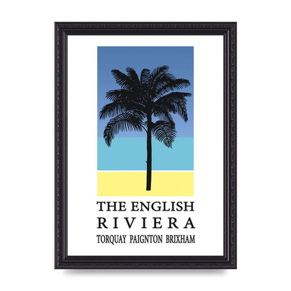 Travel Poster English Riviera Torquay Paignton Brixham Printed Poster - A4 framed