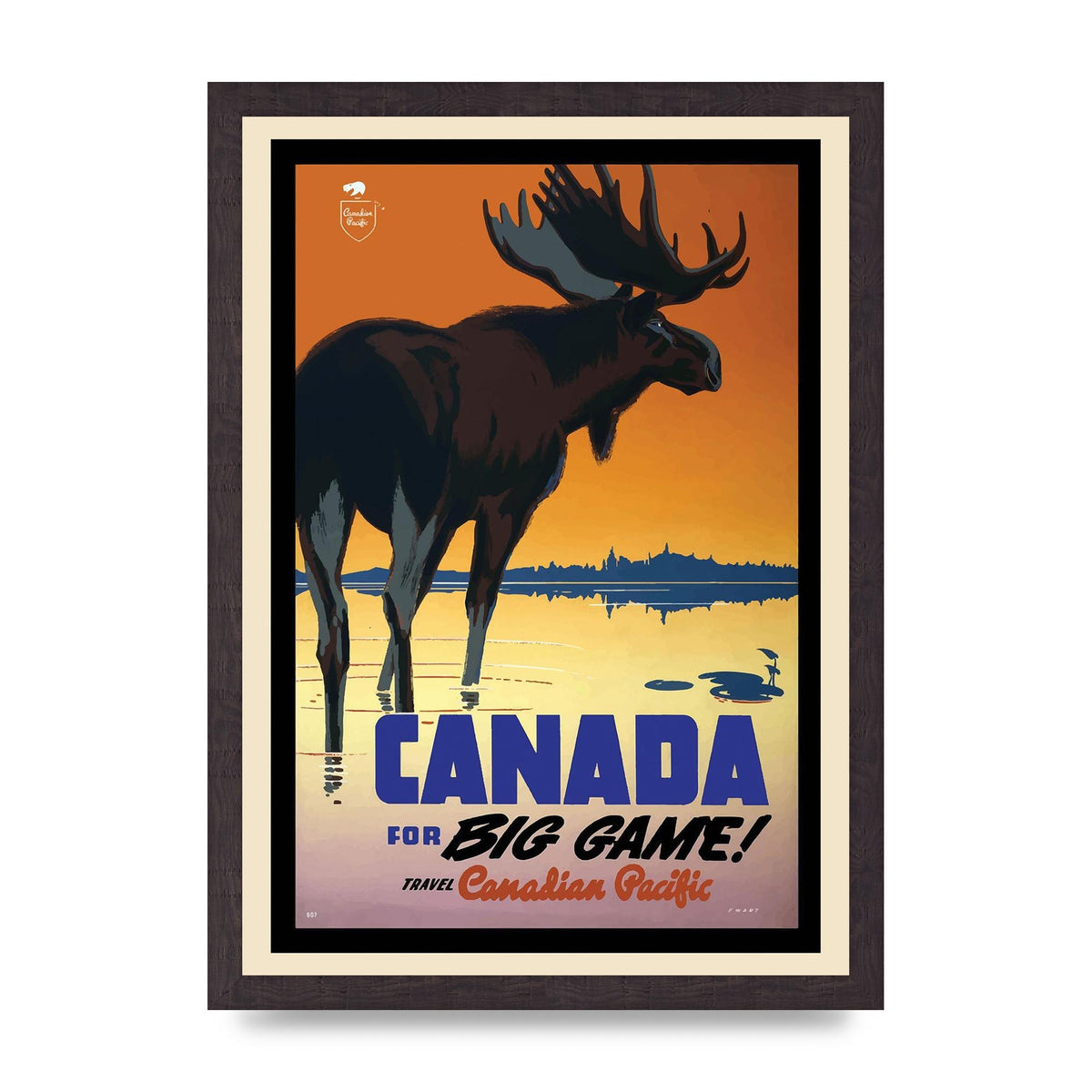 Travel Poster Canada 2 Big Game Printed Poster - A3 framed