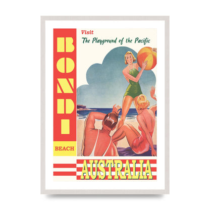 Travel Poster Bondi Beach Australia Art For The Home - A2 framed