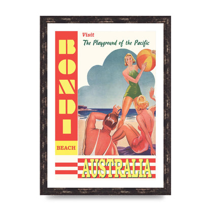 Travel Poster Bondi Beach Australia Art For The Home - A3 framed