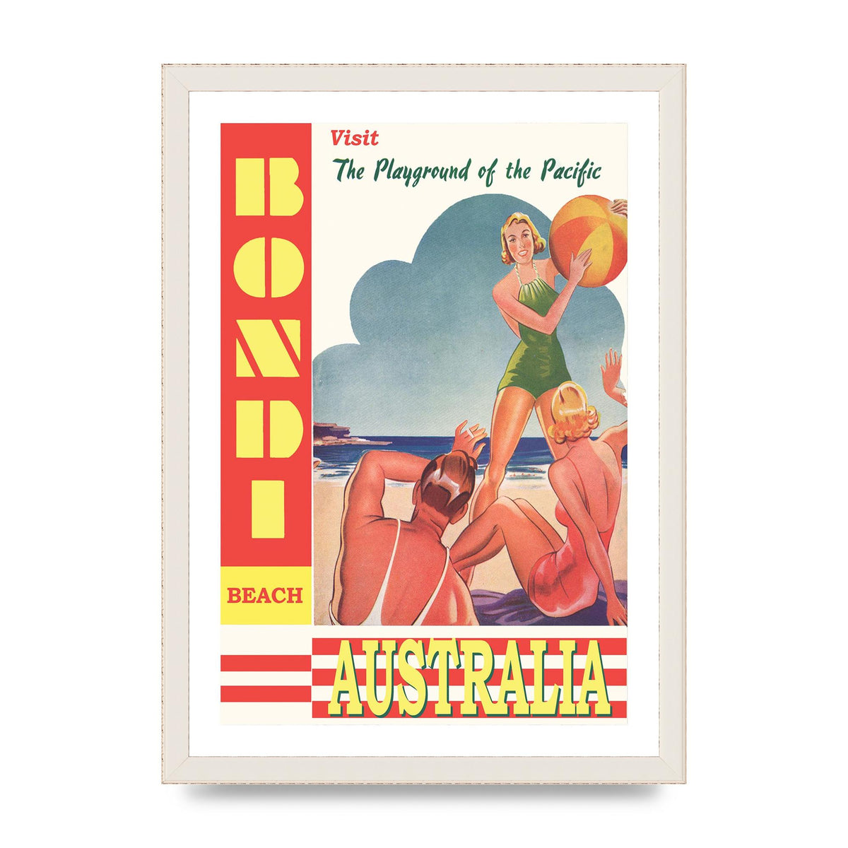 Travel Poster Bondi Beach Australia Art For The Home - A3 framed