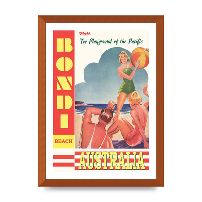 Travel Poster Bondi Beach Australia Art For The Home - A3 framed