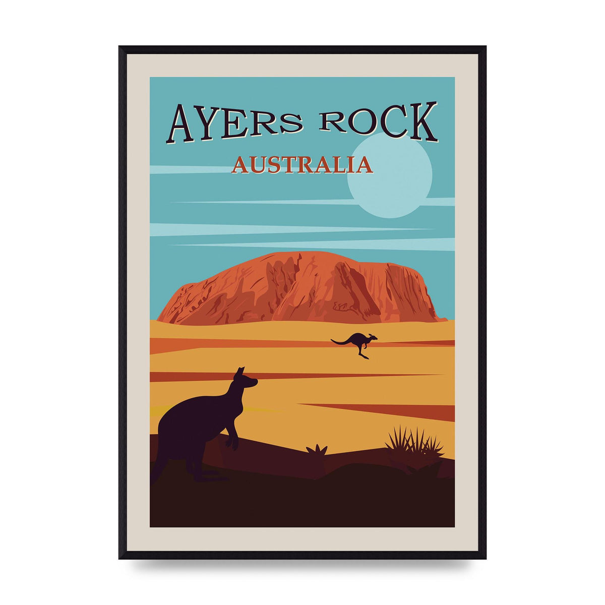 Travel Poster Ayers Rock Australia Art For The Home - A2 framed