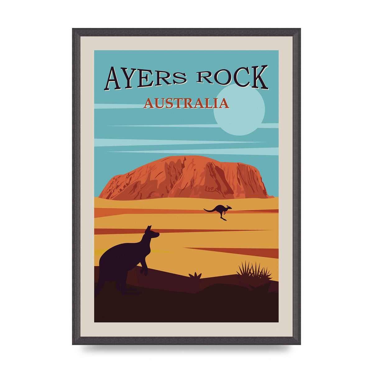 Travel Poster Ayers Rock Australia Art For The Home - A2 framed