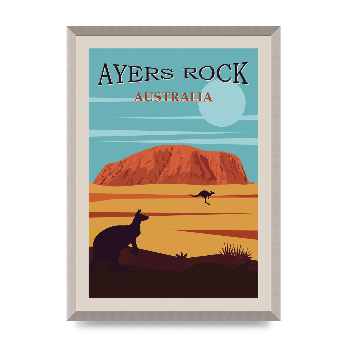 Travel Poster Ayers Rock Australia Art For The Home - A2 framed