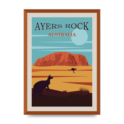 Travel Poster Ayers Rock Australia Art For The Home - A2 framed