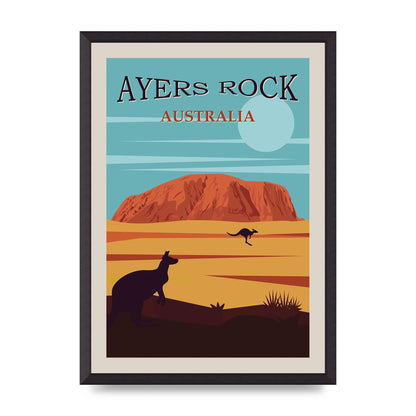 Travel Poster Ayers Rock Australia Art For The Home - A2 framed
