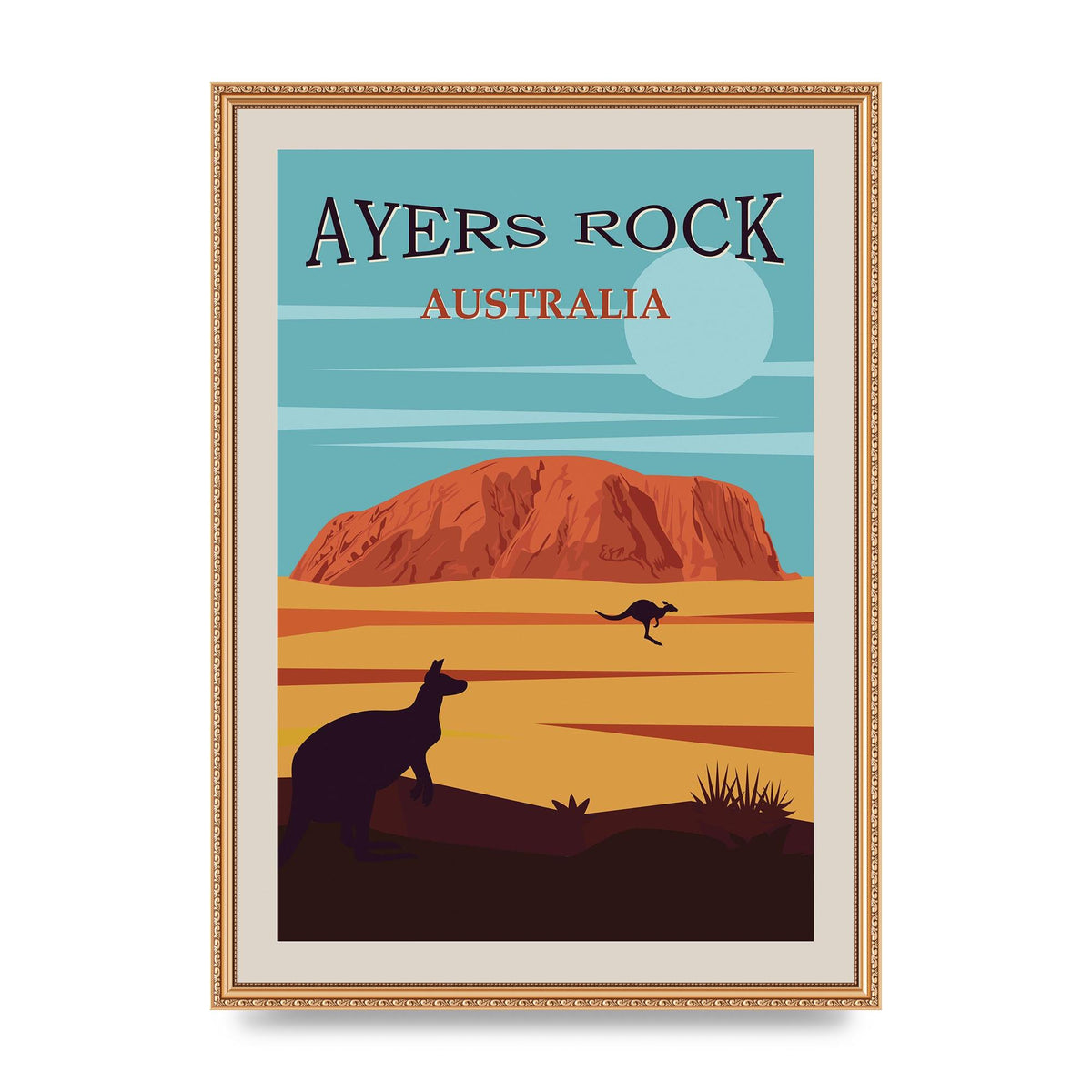 Travel Poster Ayers Rock Australia Art For The Home - A2 framed