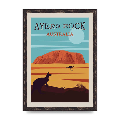 Travel Poster Ayers Rock Australia Art For The Home - A3 framed