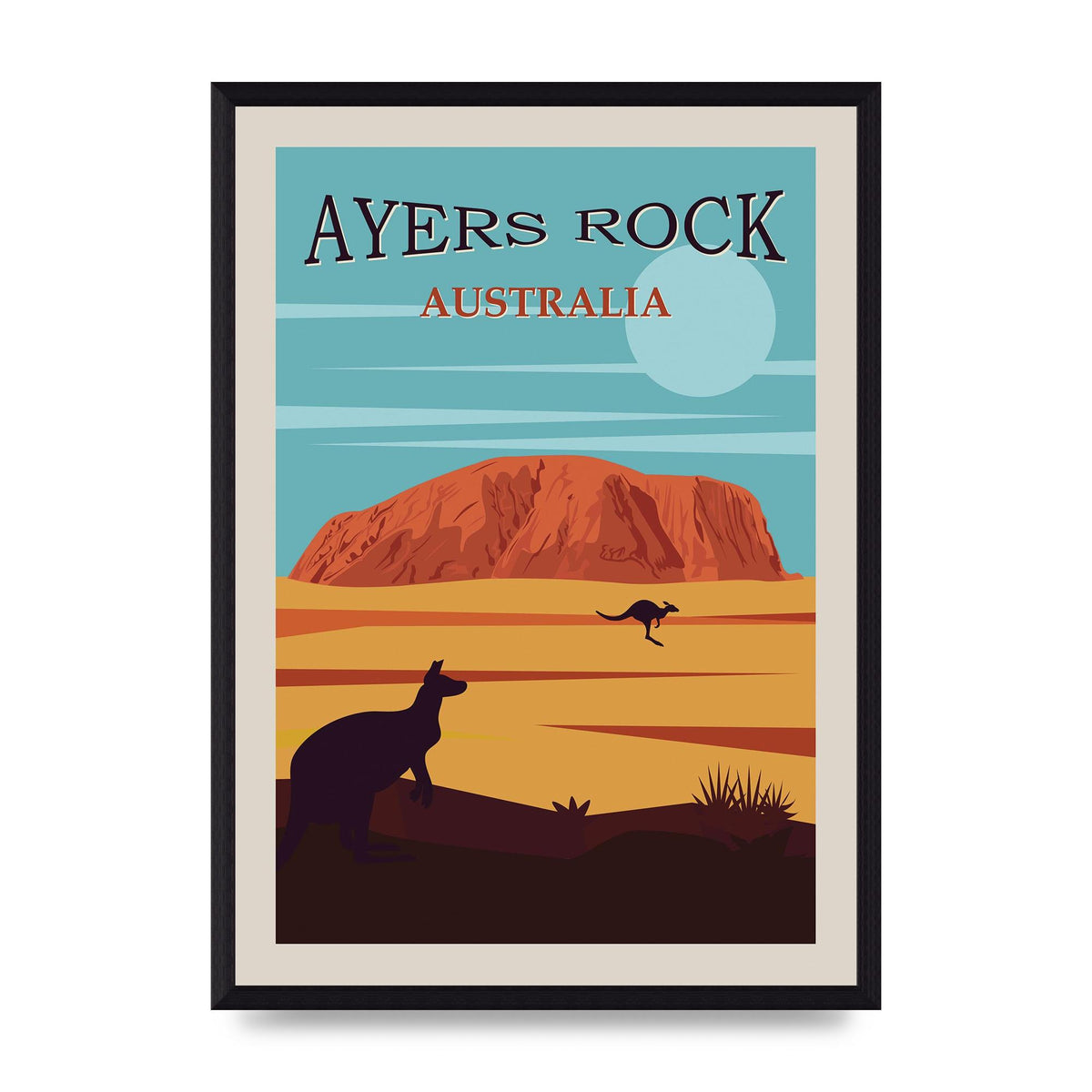 Travel Poster Ayers Rock Australia Art For The Home - A3 framed