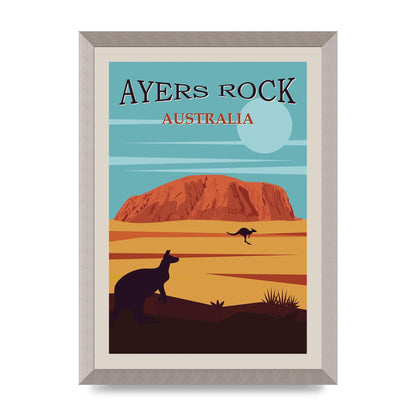 Travel Poster Ayers Rock Australia Art For The Home - A3 framed