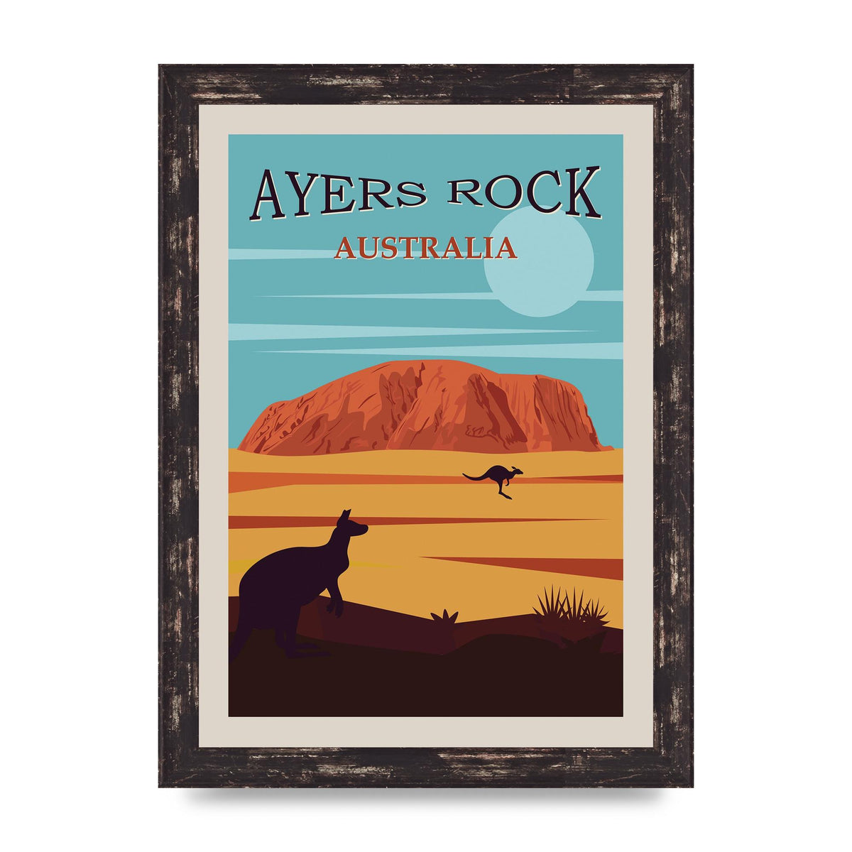 Travel Poster Ayers Rock Australia Art For The Home - A4 framed