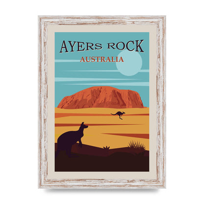 Travel Poster Ayers Rock Australia Art For The Home - A4 framed