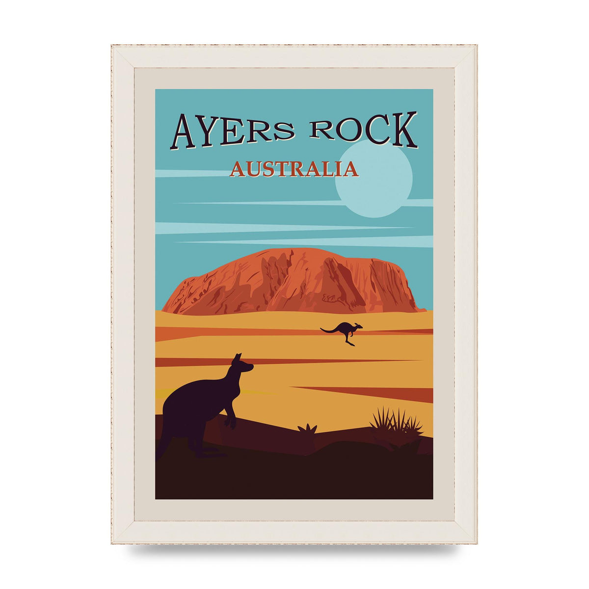 Travel Poster Ayers Rock Australia Art For The Home - A4 framed