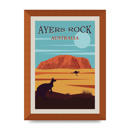 Travel Poster Ayers Rock Australia Art For The Home - A4 framed