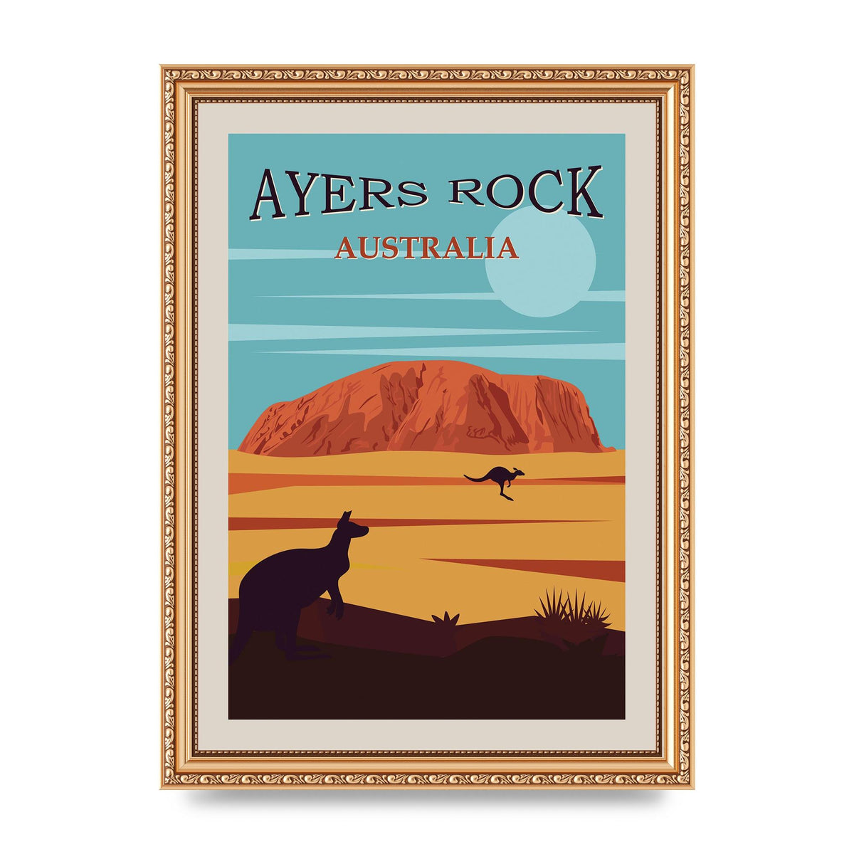 Travel Poster Ayers Rock Australia Art For The Home - A4 framed