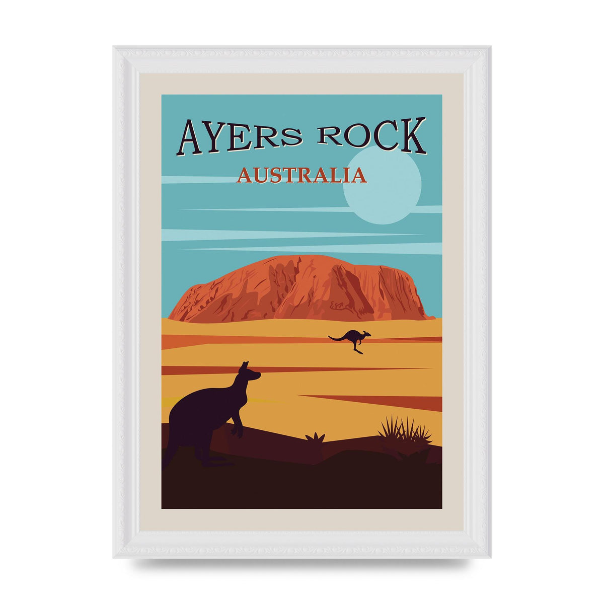 Travel Poster Ayers Rock Australia Art For The Home - A4 framed