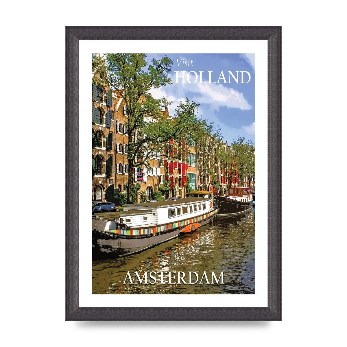 Travel Poster Amsterdam Holland 2 Printed Poster - A4 framed
