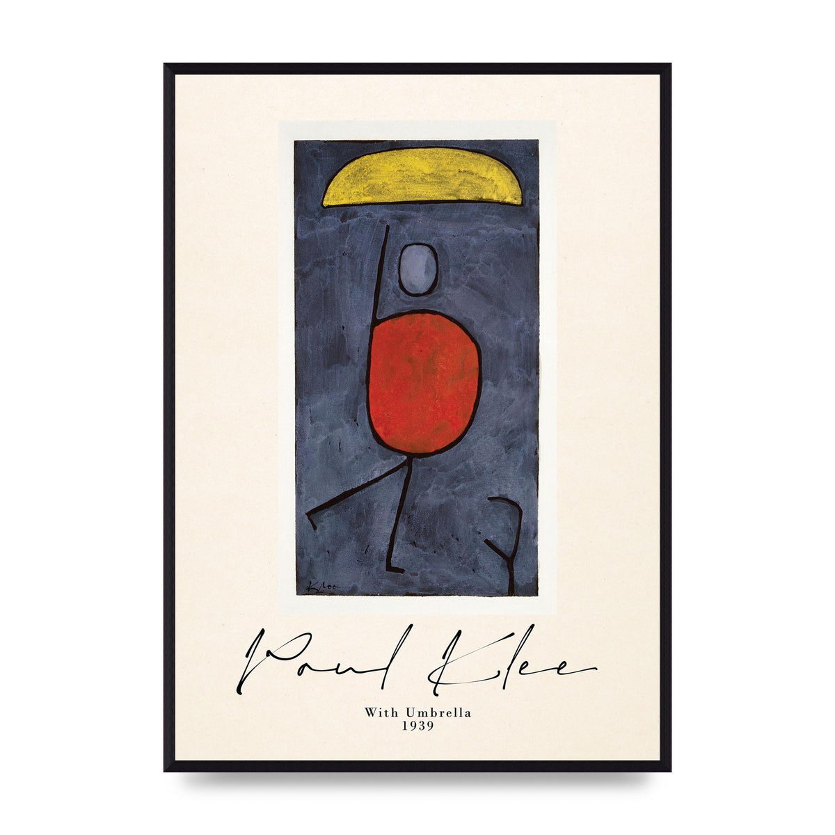 Paul Klee With Umbrella 1939 Printed Poster - A2 framed