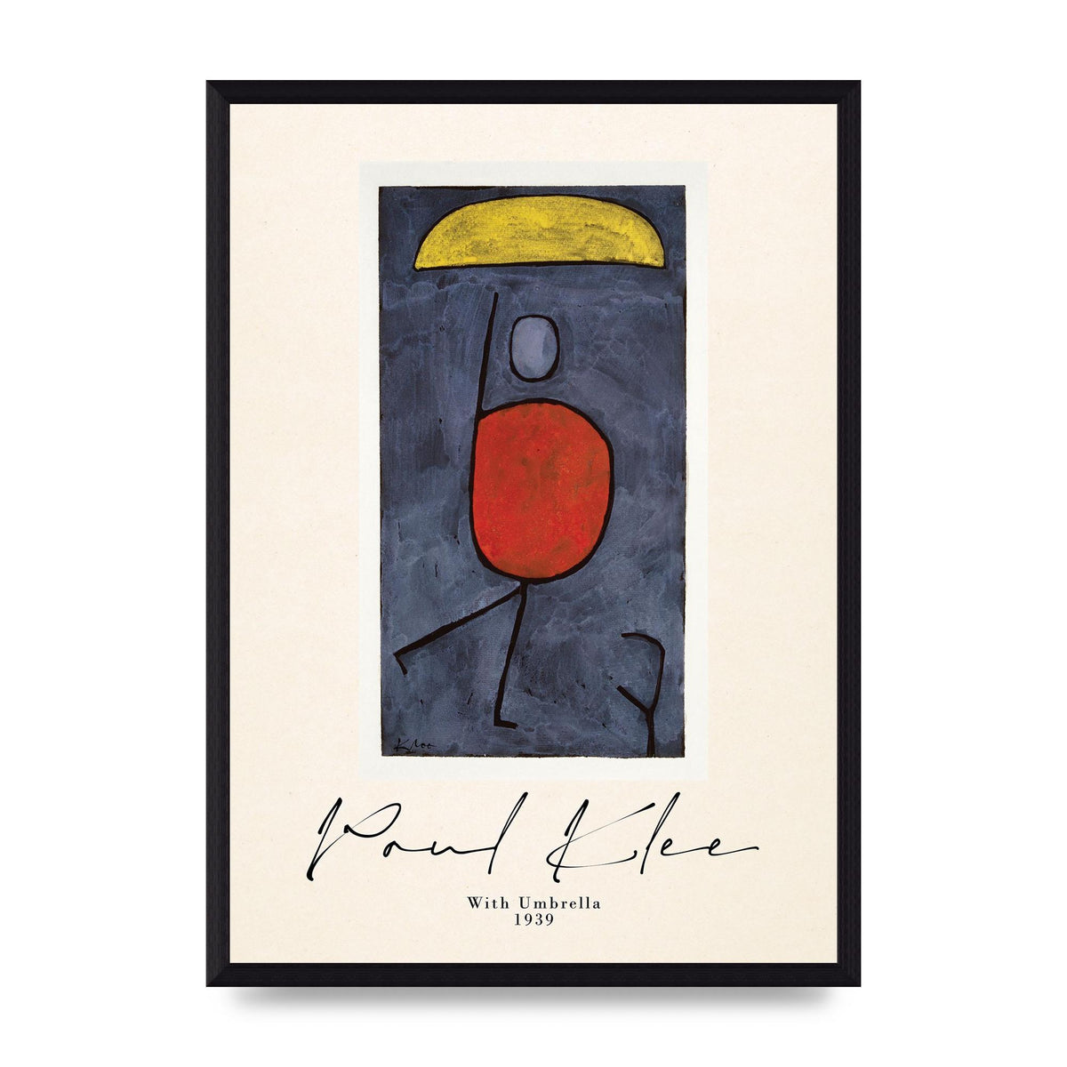 Paul Klee With Umbrella 1939 Printed Poster - A3 framed