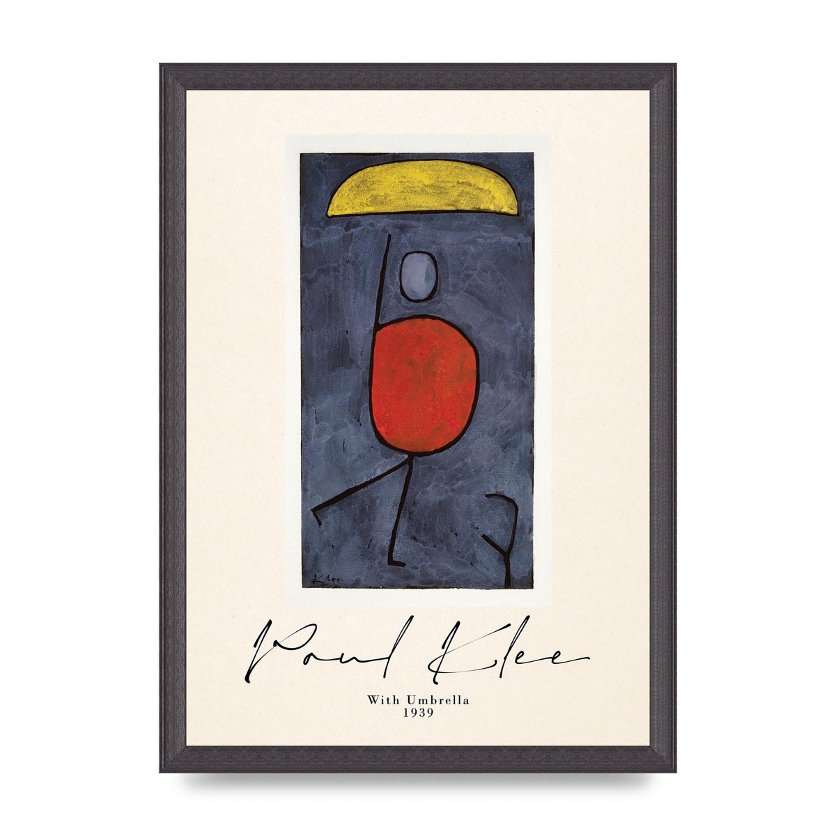 Paul Klee With Umbrella 1939 Printed Poster - A3 framed