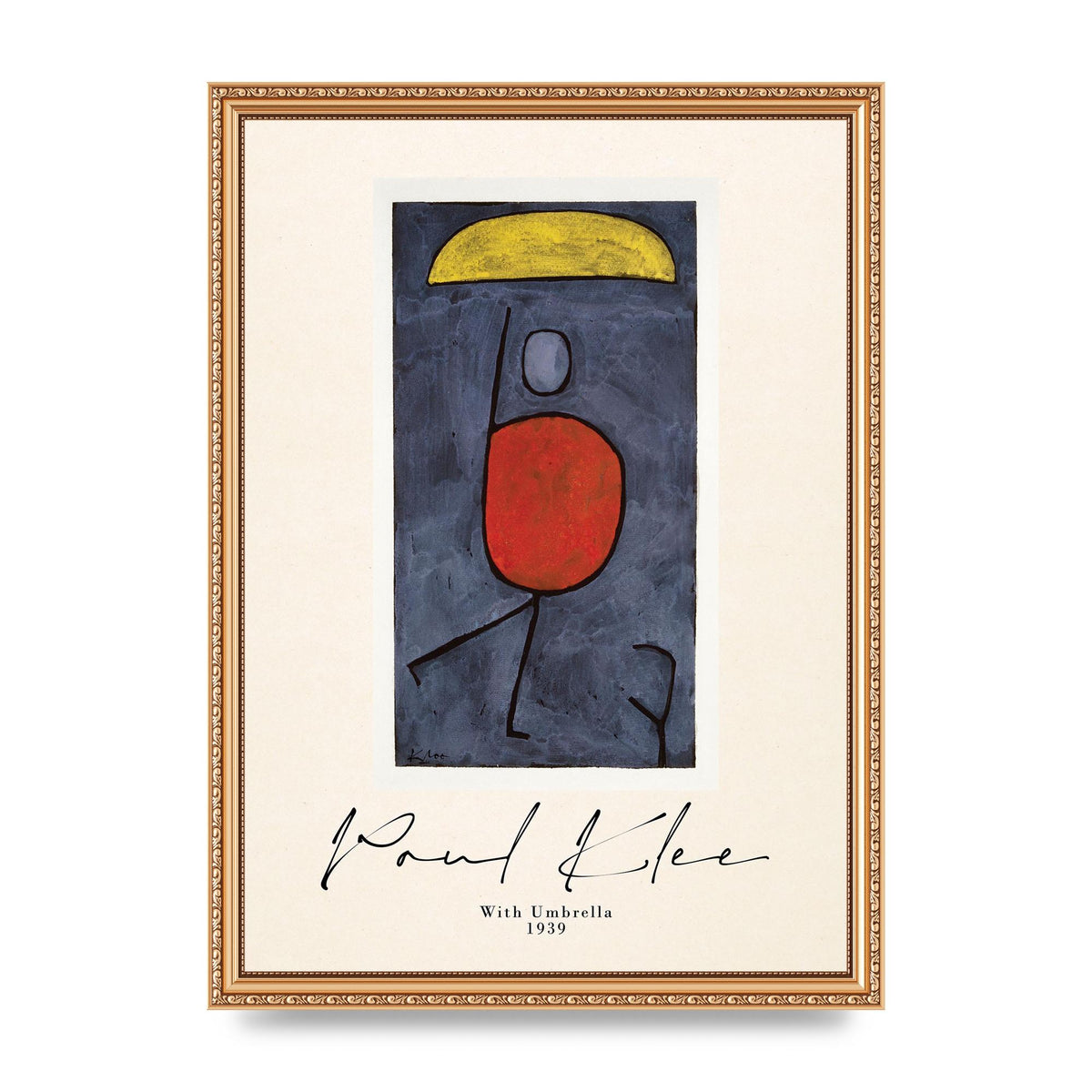 Paul Klee With Umbrella 1939 Printed Poster - A3 framed