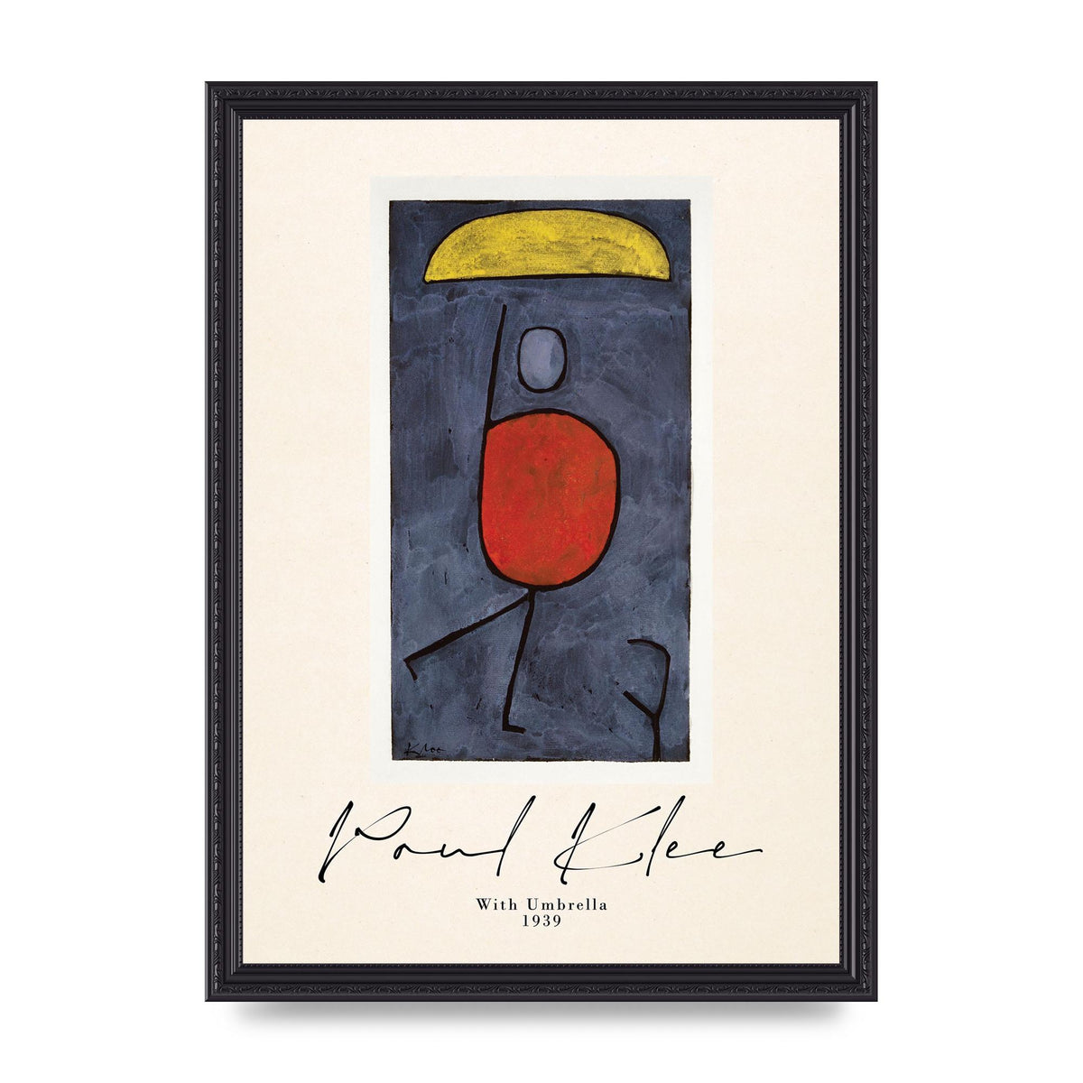 Paul Klee With Umbrella 1939 Printed Poster - A3 framed
