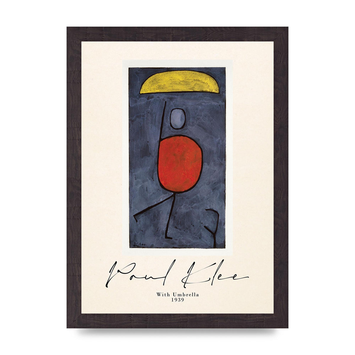 Paul Klee With Umbrella 1939 Printed Poster - A4 framed