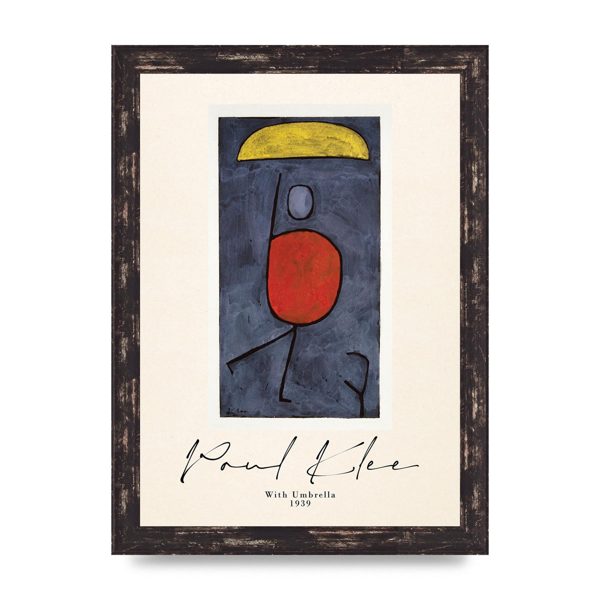 Paul Klee With Umbrella 1939 Printed Poster - A4 framed