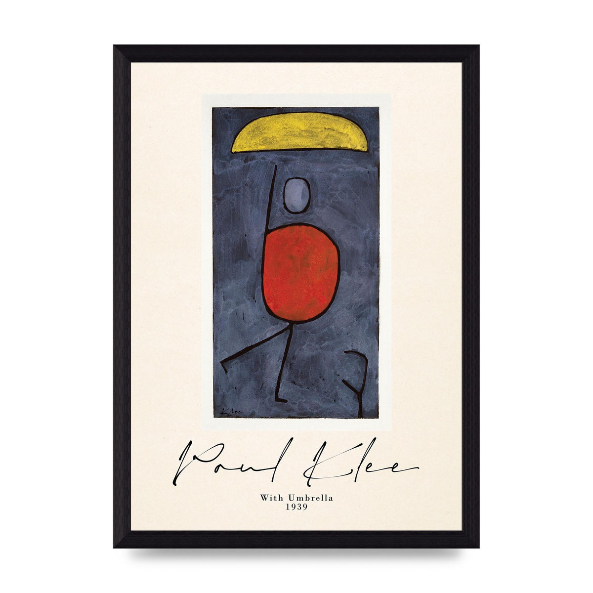 Paul Klee With Umbrella 1939 Printed Poster - A4 framed