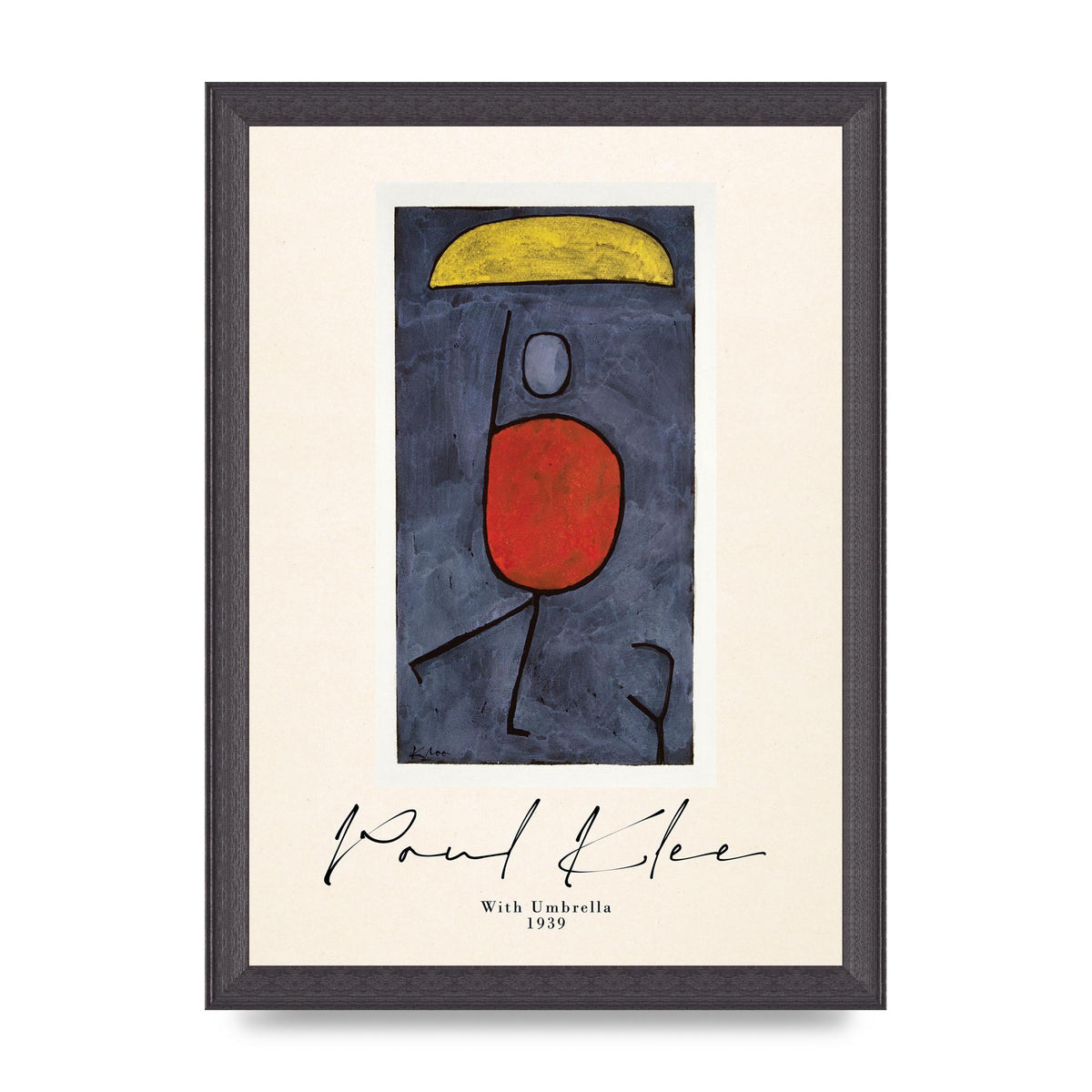 Paul Klee With Umbrella 1939 Printed Poster - A4 framed