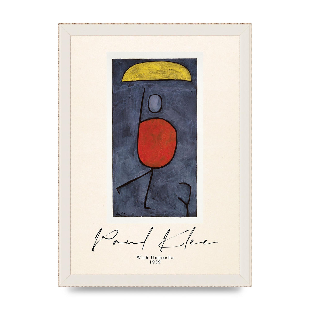 Paul Klee With Umbrella 1939 Printed Poster - A4 framed