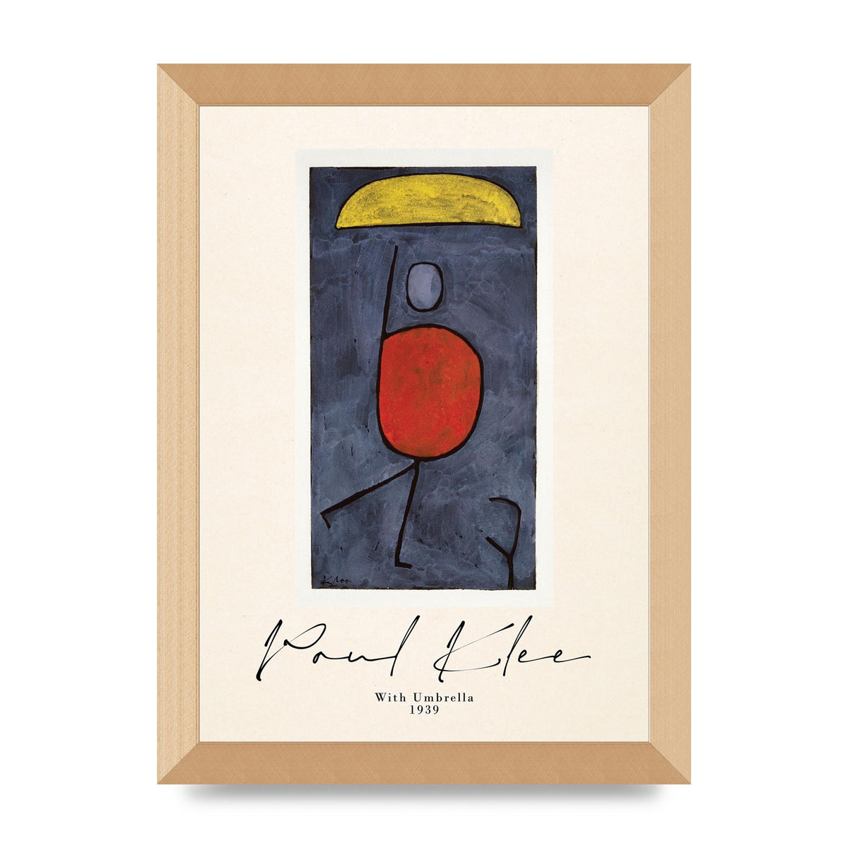 Paul Klee With Umbrella 1939 Printed Poster - A4 framed