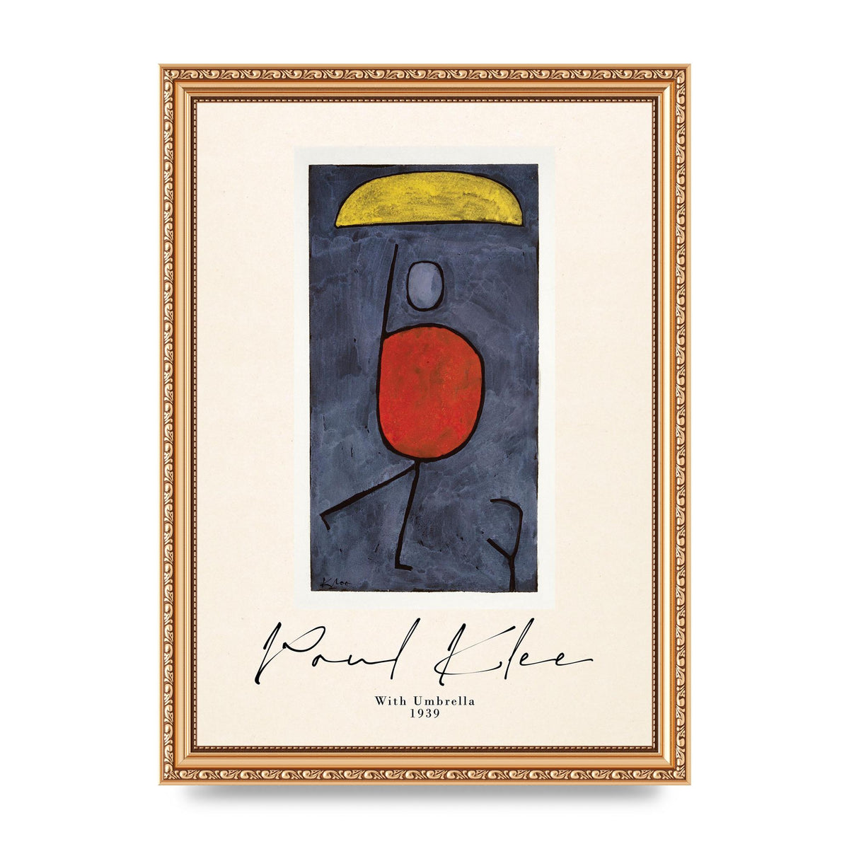 Paul Klee With Umbrella 1939 Printed Poster - A4 framed
