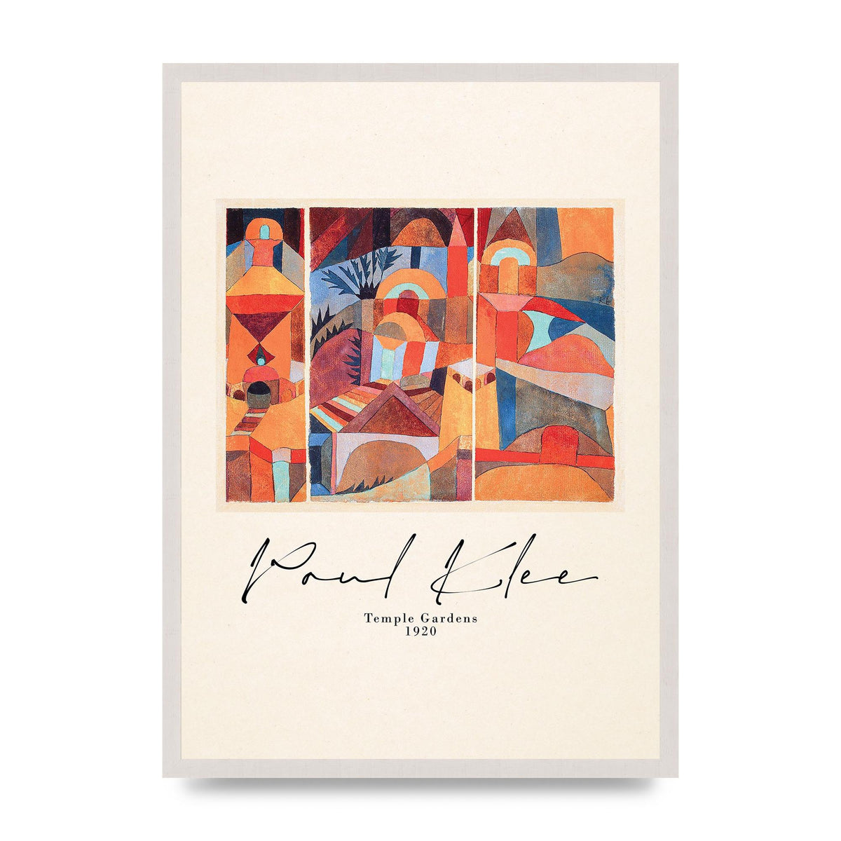 Paul Klee Temple Gardens 1920 Printed Poster - A2 framed