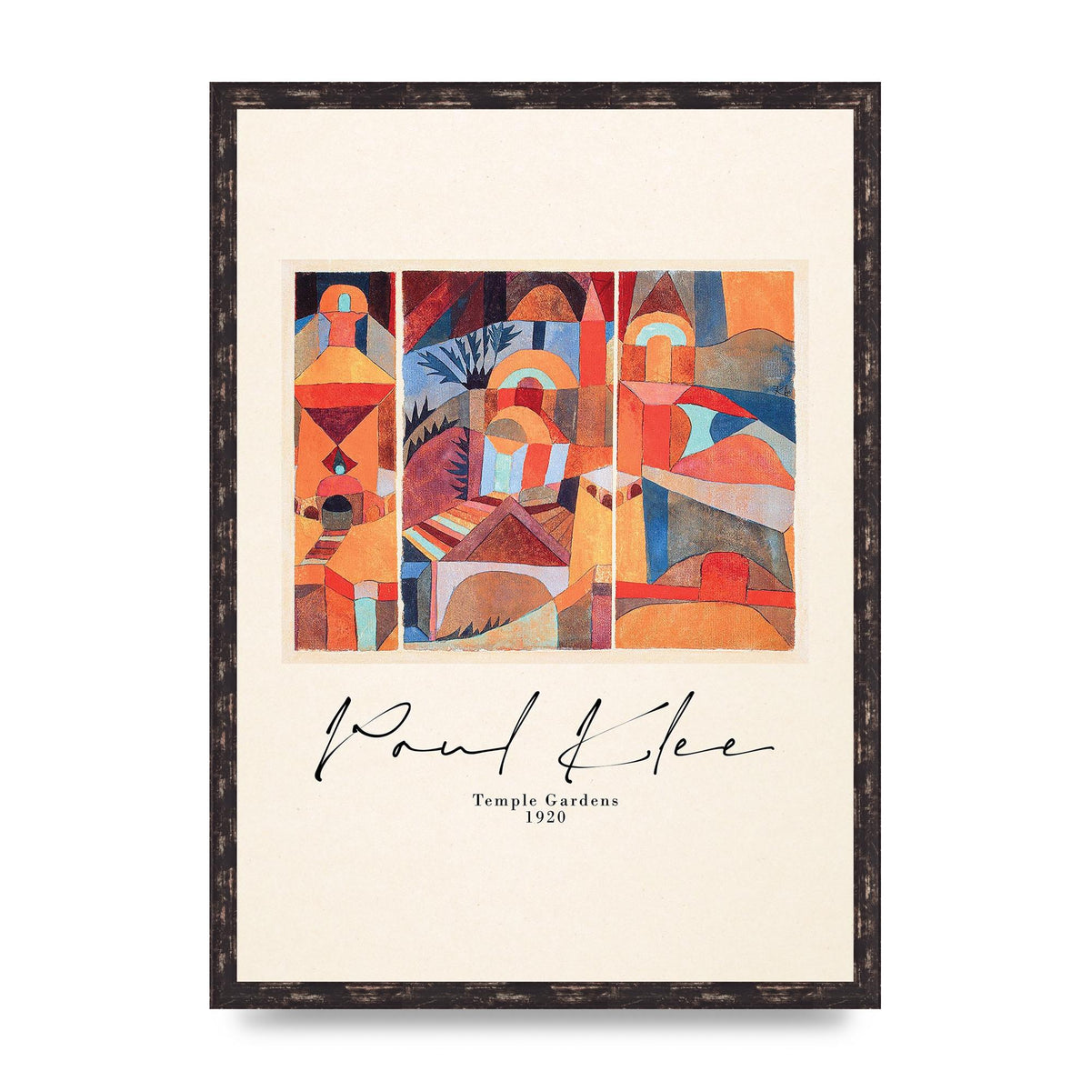 Paul Klee Temple Gardens 1920 Printed Poster - A2 framed