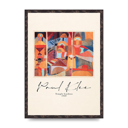 Paul Klee Temple Gardens 1920 Printed Poster - A2 framed