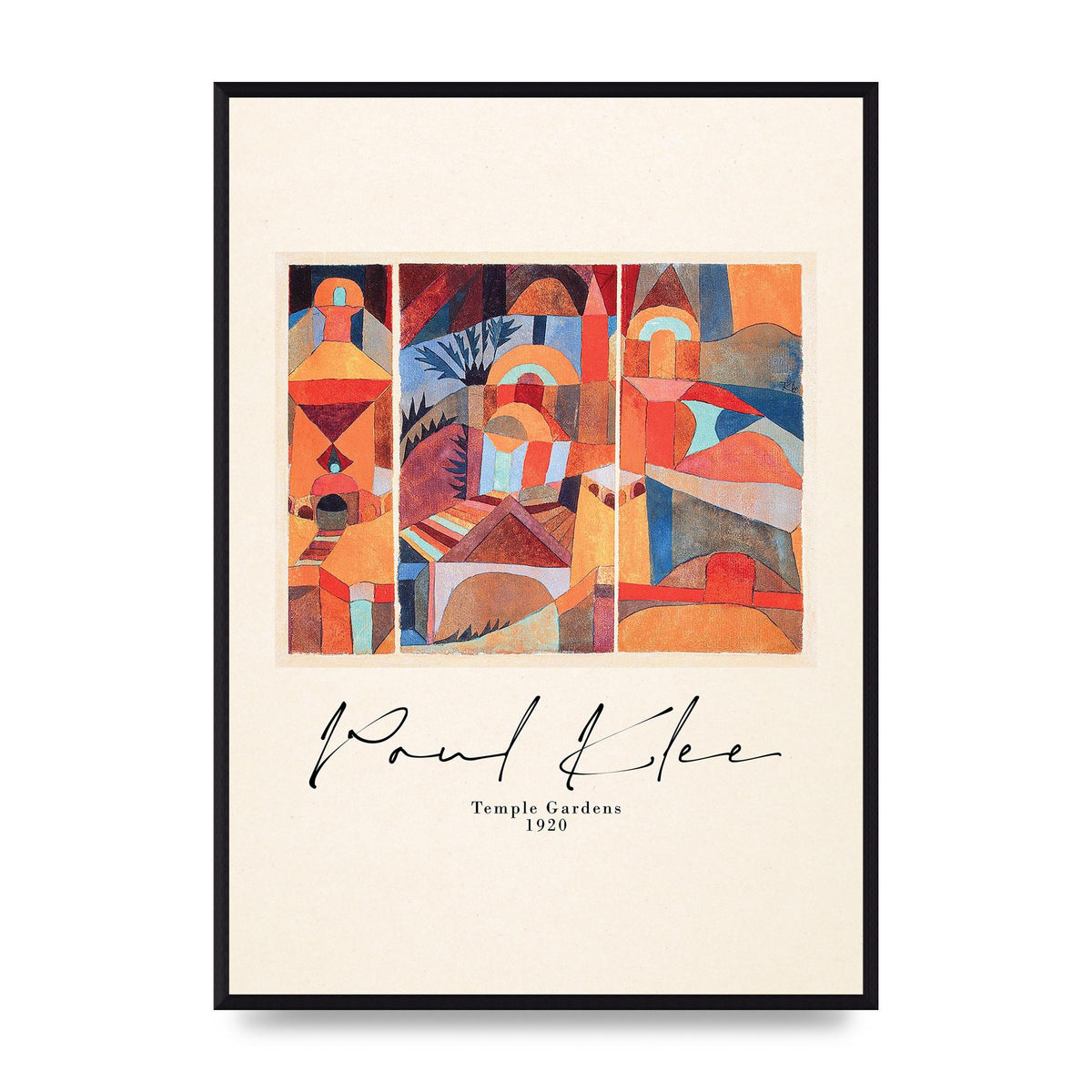 Paul Klee Temple Gardens 1920 Printed Poster - A2 framed
