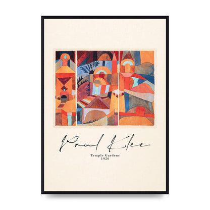 Paul Klee Temple Gardens 1920 Printed Poster - A2 framed