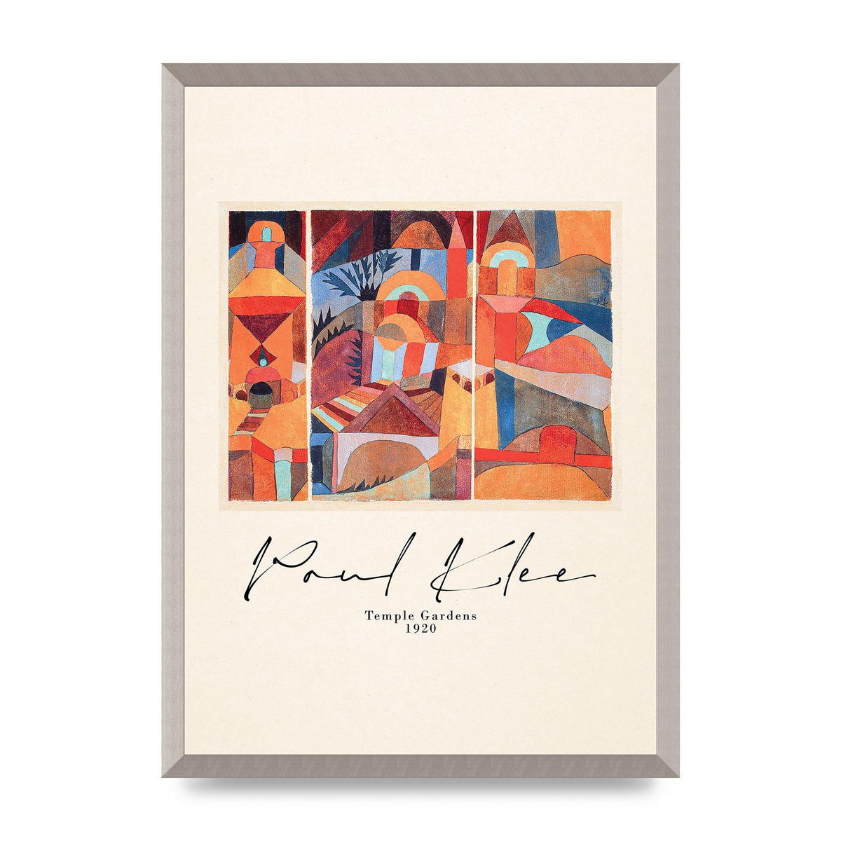 Paul Klee Temple Gardens 1920 Printed Poster - A2 framed