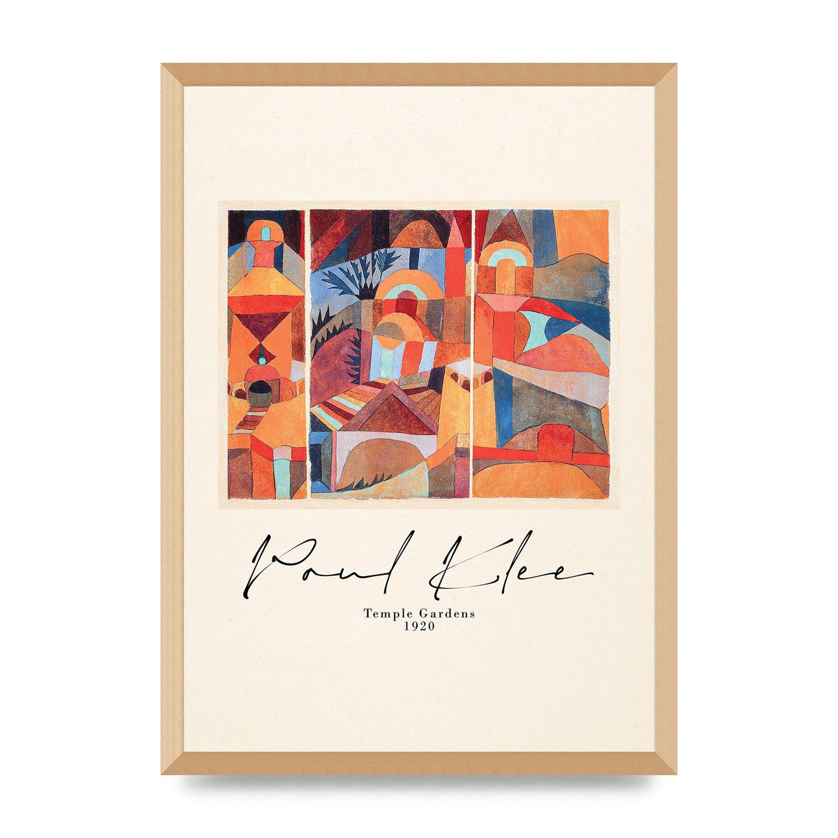 Paul Klee Temple Gardens 1920 Printed Poster - A2 framed