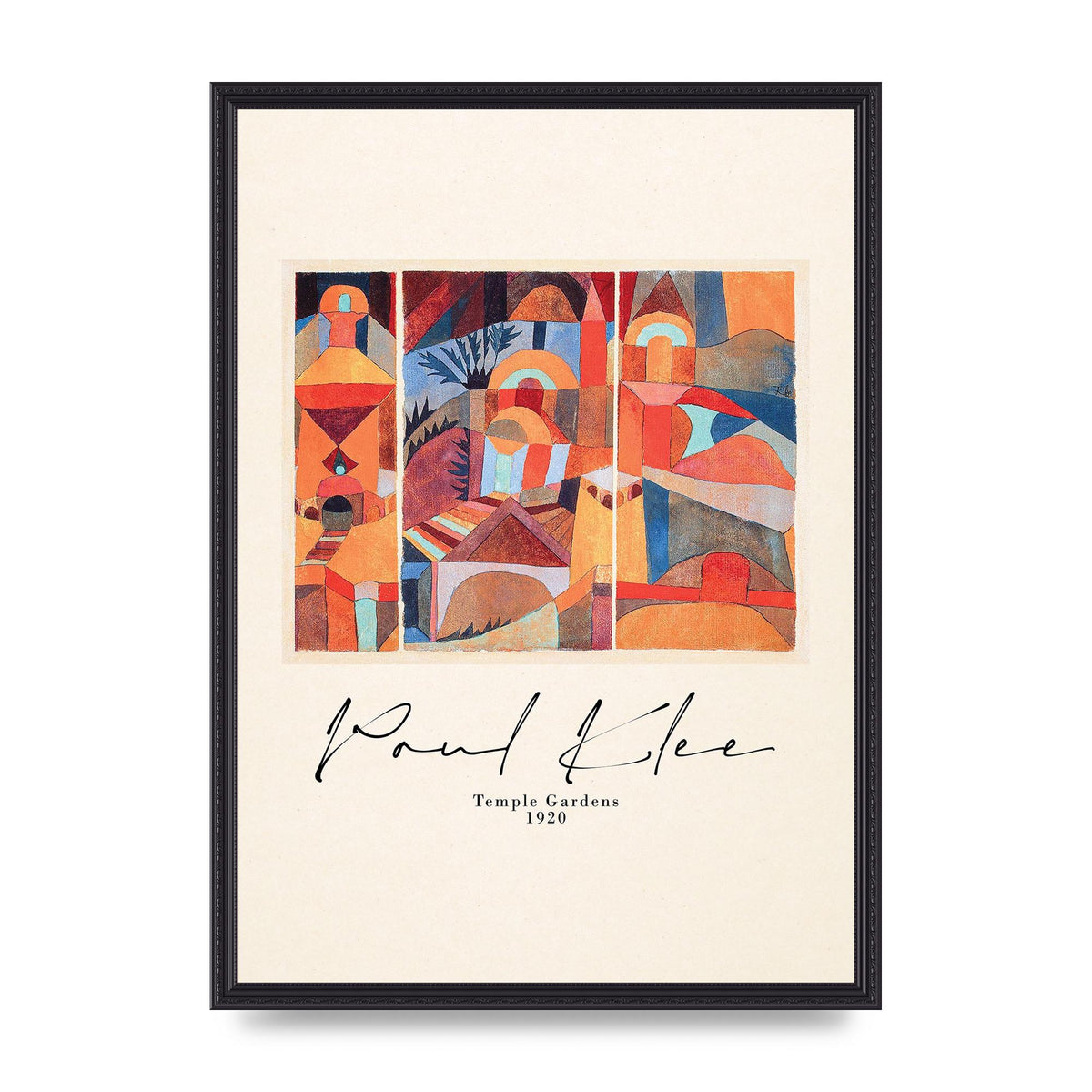 Paul Klee Temple Gardens 1920 Printed Poster - A2 framed