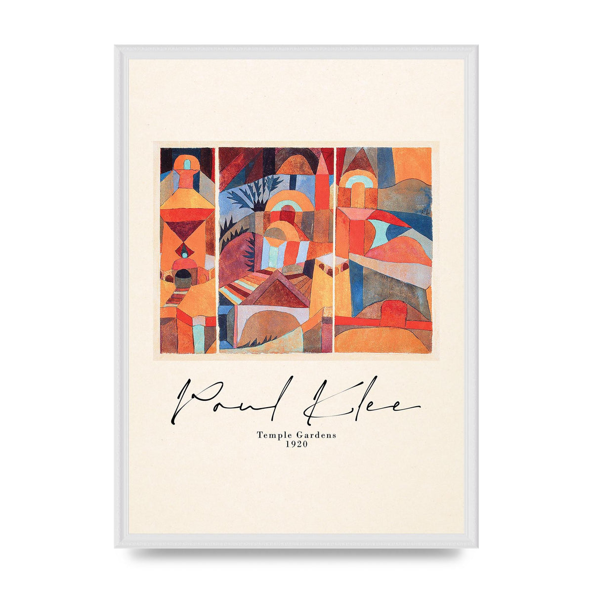 Paul Klee Temple Gardens 1920 Printed Poster - A2 framed