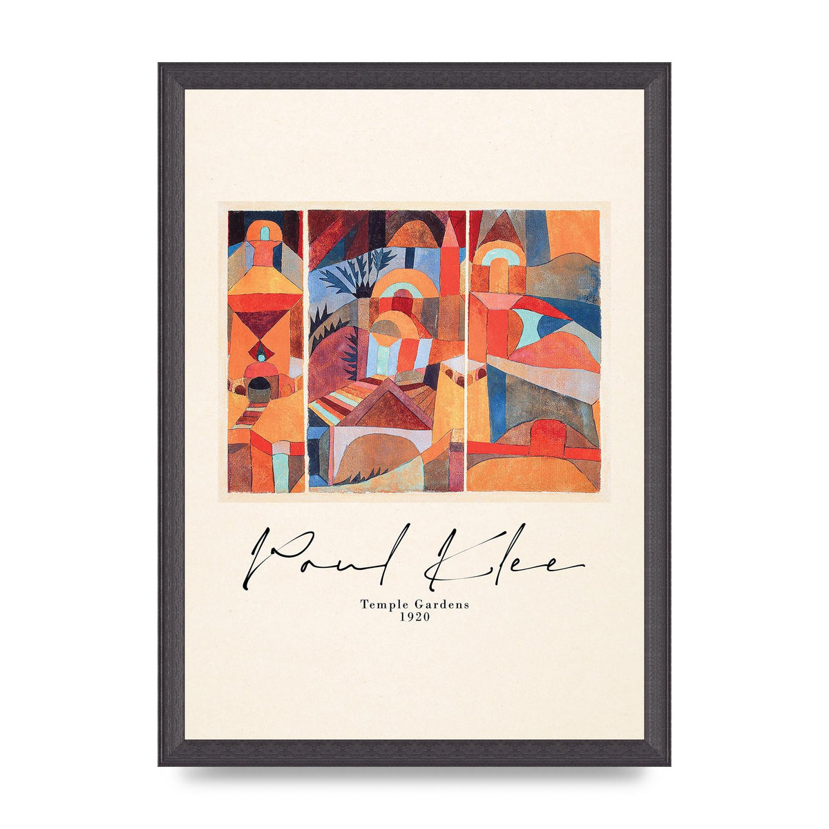 Paul Klee Temple Gardens 1920 Printed Poster - A3 framed