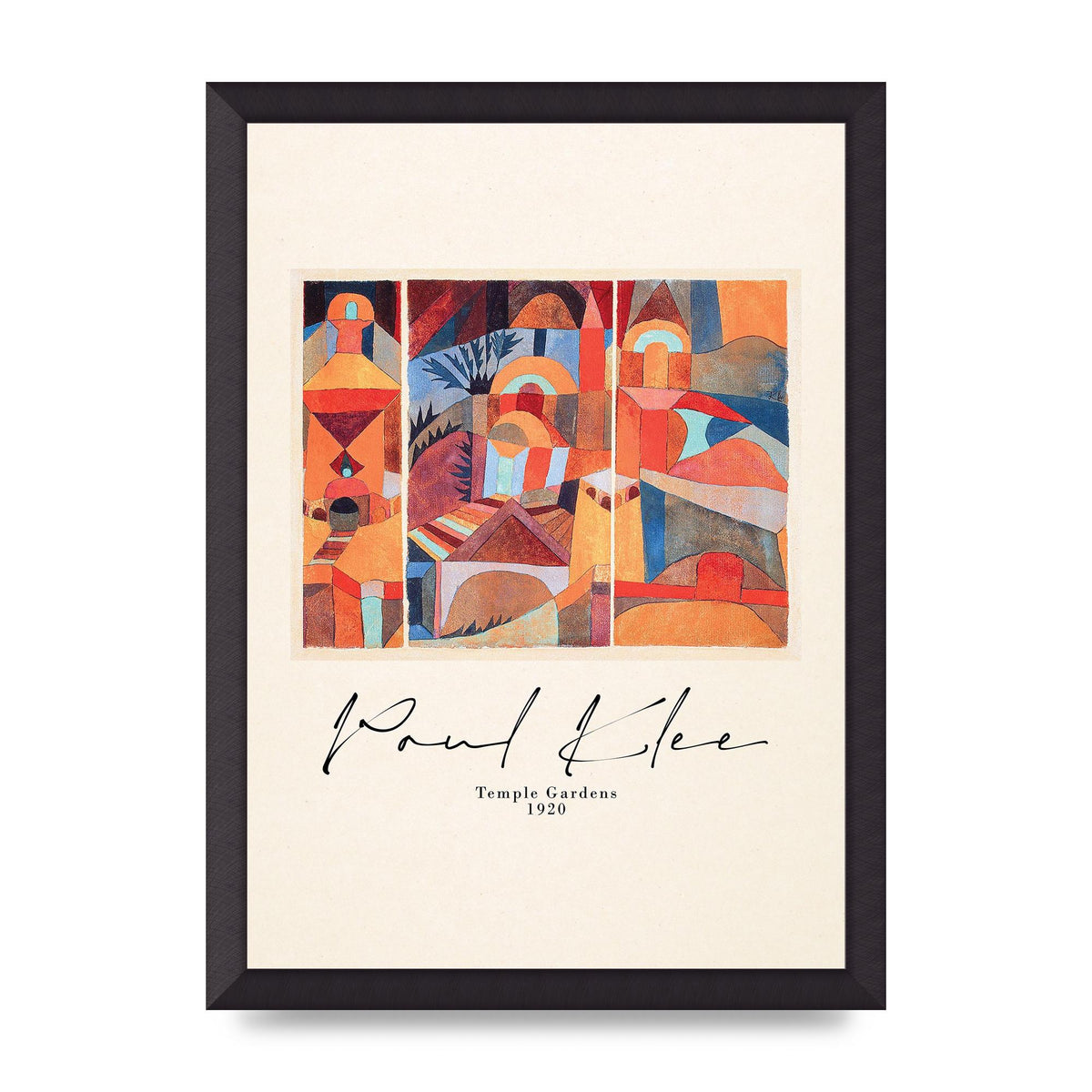 Paul Klee Temple Gardens 1920 Printed Poster - A3 framed