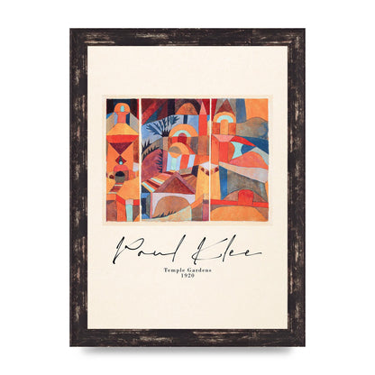 Paul Klee Temple Gardens 1920 Printed Poster - A4 framed